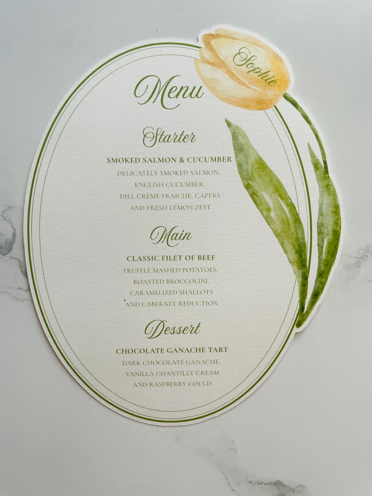 Watercolor Tulip Wedding Menu