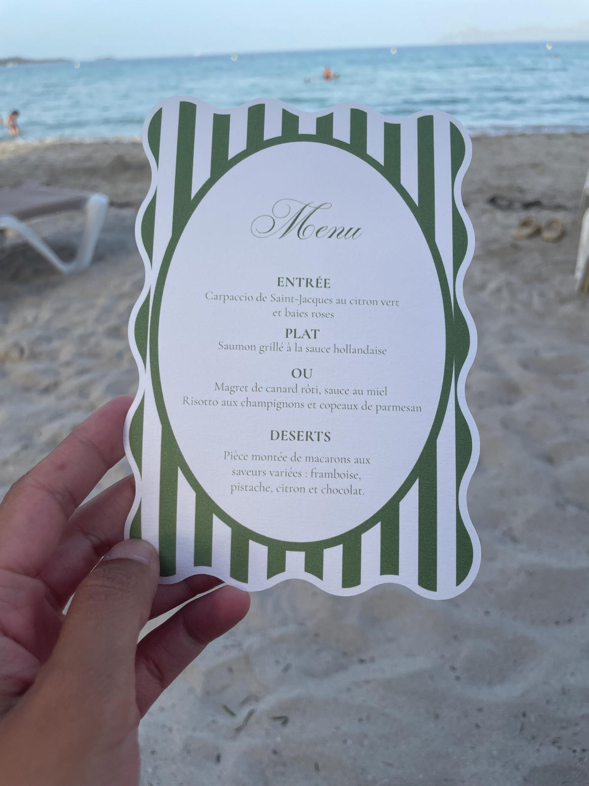 Striped Wavy-Edge Wedding Menu