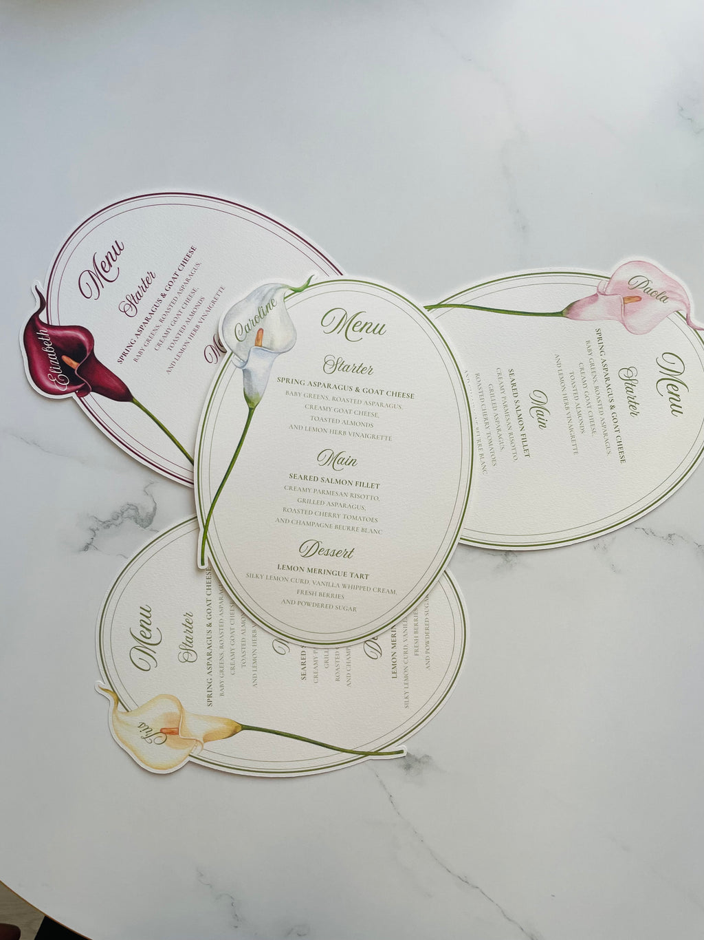 Watercolor Calla Lily Wedding Menu
