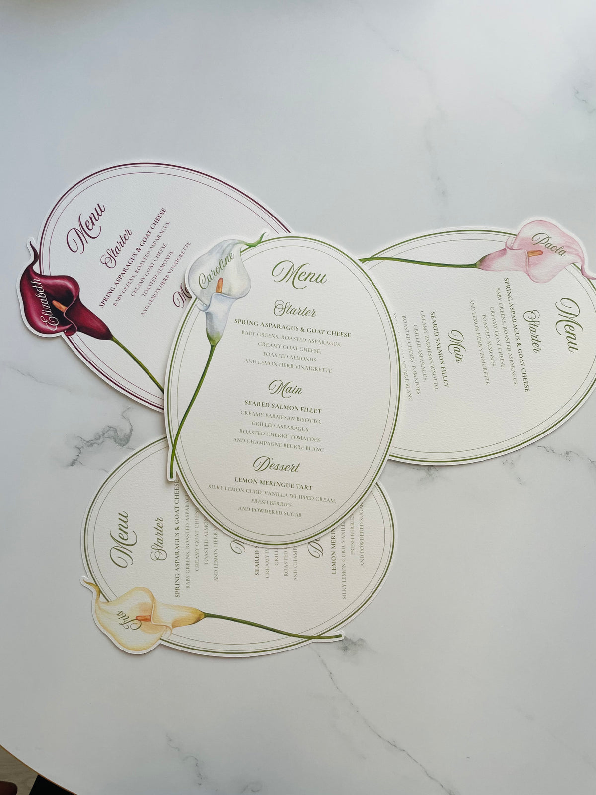 Watercolor Calla Lily Wedding Menu