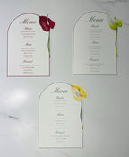 Watercolor Anthurium Wedding Menu