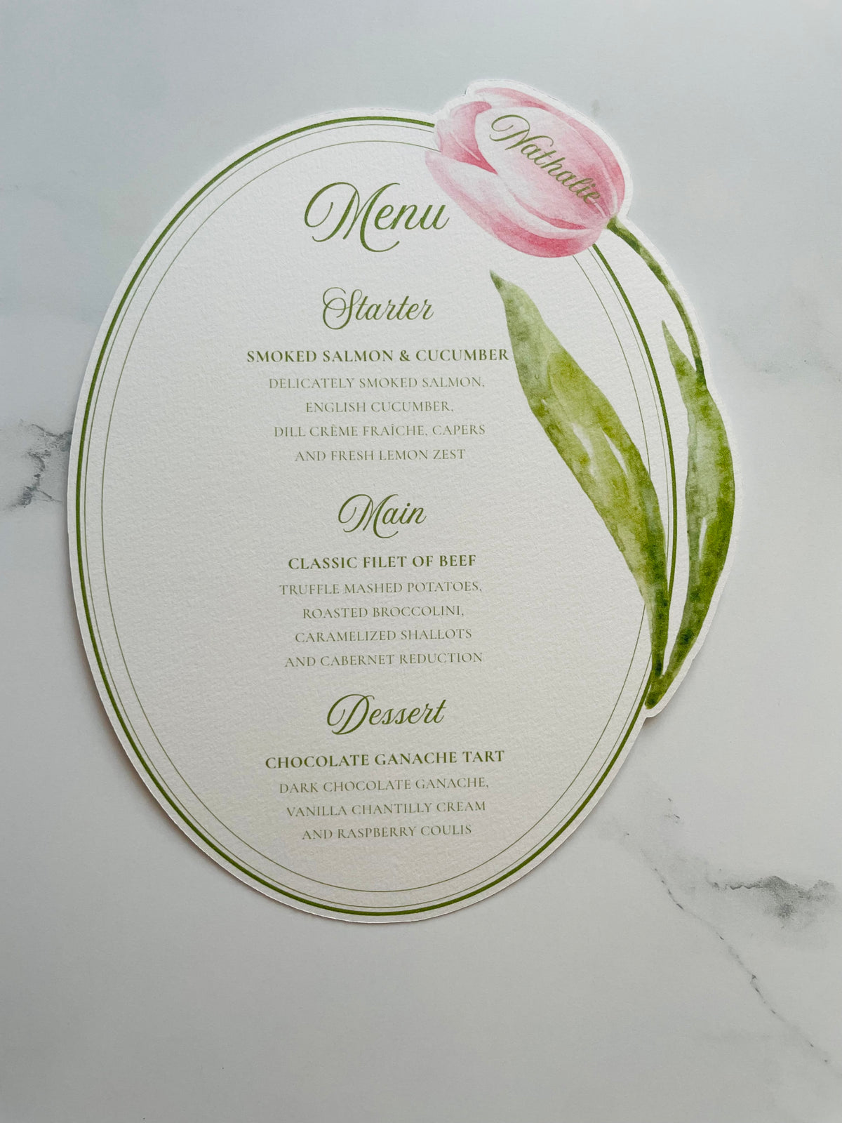 Watercolor Tulip Wedding Menu