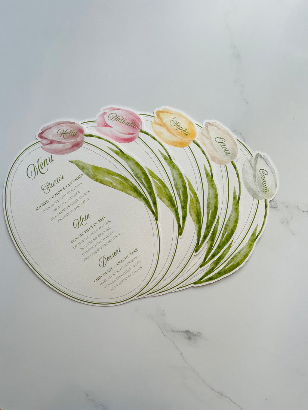 Watercolor Tulip Wedding Menu