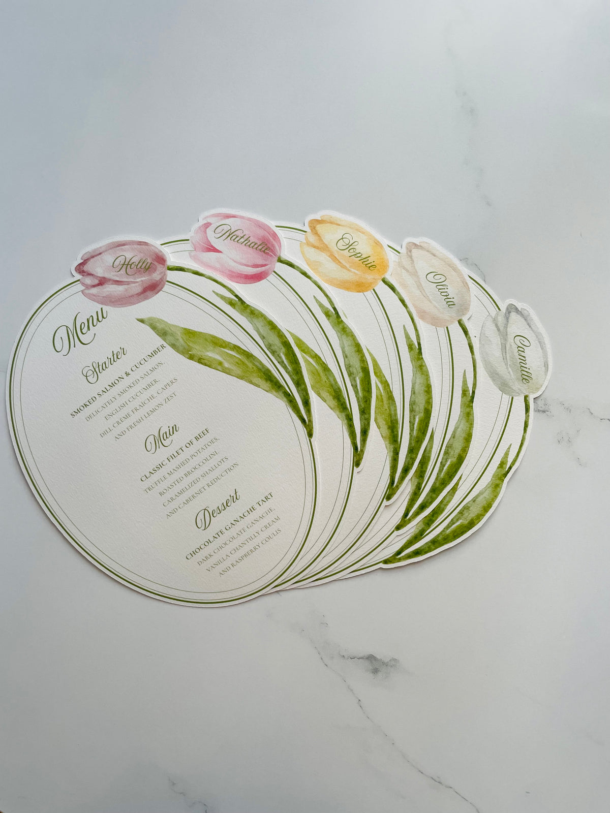 Watercolor Tulip Wedding Menu