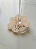 Personalized Flower Wine Glass Place Cards