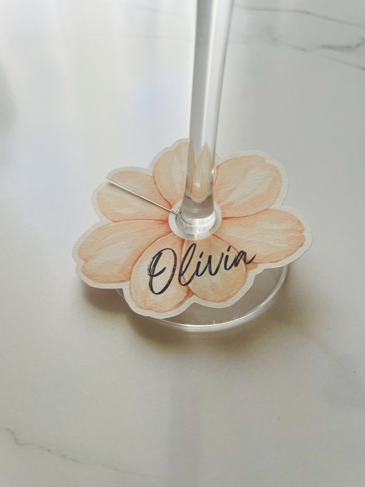Personalized Flower Wine Glass Place Cards