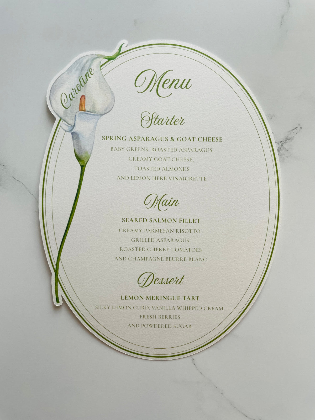 Watercolor Calla Lily Wedding Menu