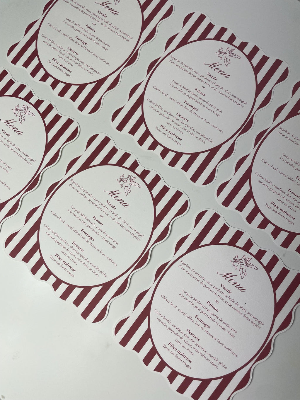 Striped Wavy-Edge Wedding Menu