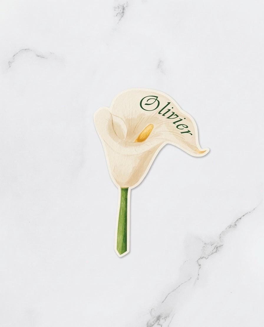 Withe Calla Lily Watercolor Place Cards