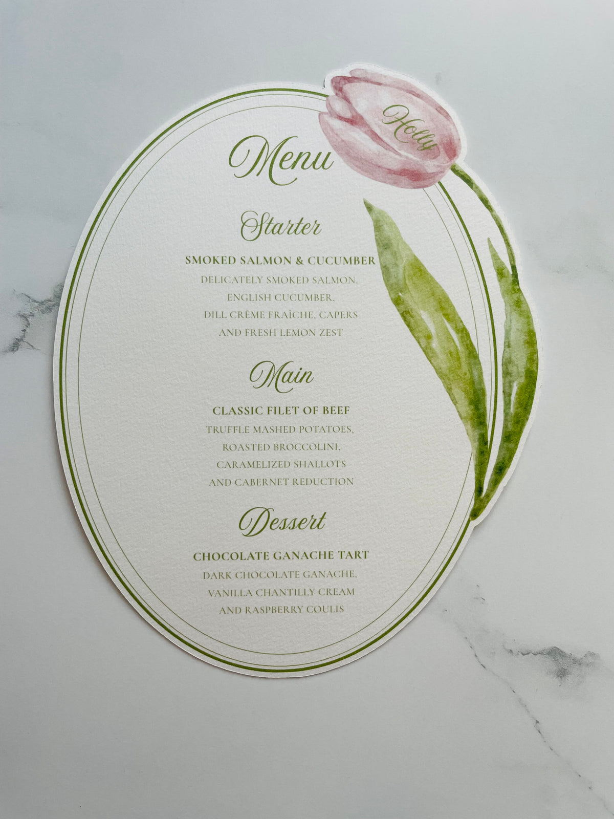 Watercolor Tulip Wedding Menu