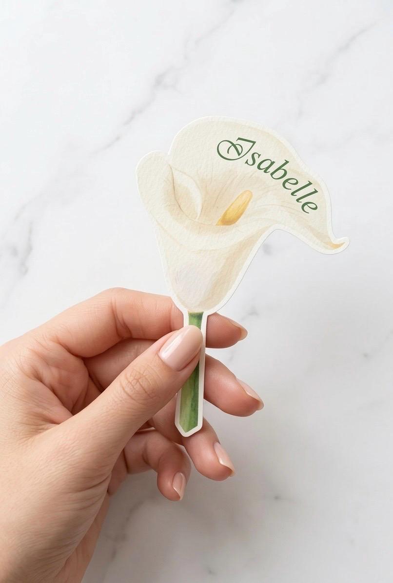 Withe Calla Lily Watercolor Place Cards