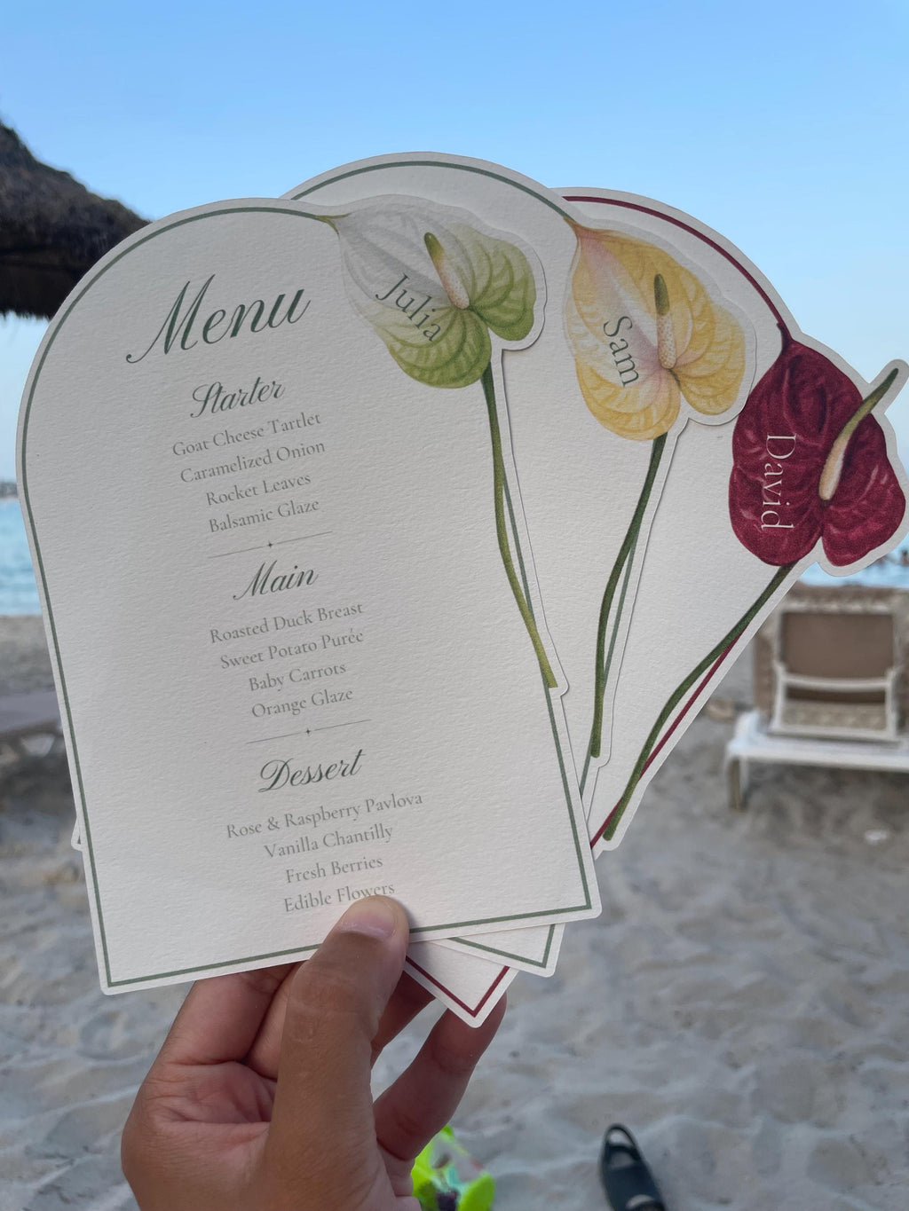 Watercolor Anthurium Wedding Menu
