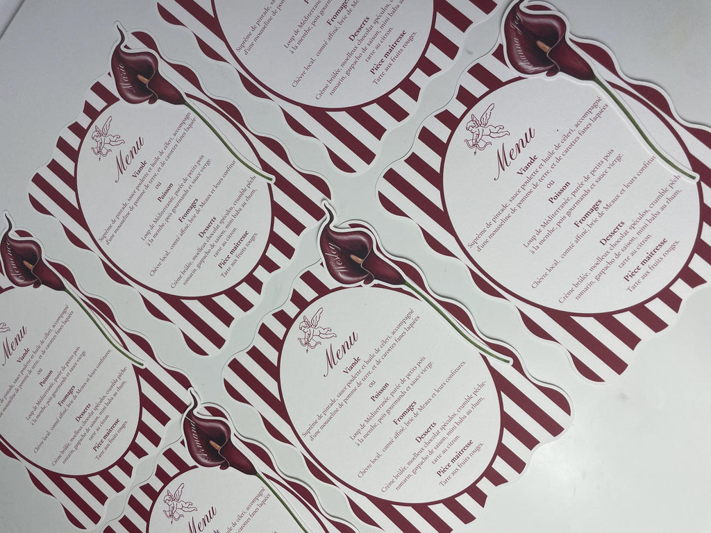 Striped Wavy-Edge Wedding Menu