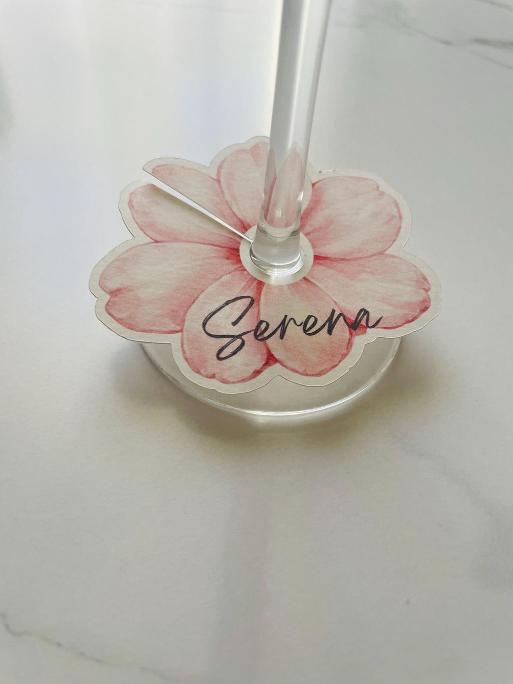 Personalized Flower Wine Glass Place Cards