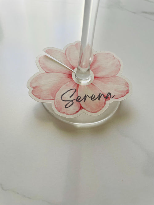 Personalized Flower Wine Glass Place Cards