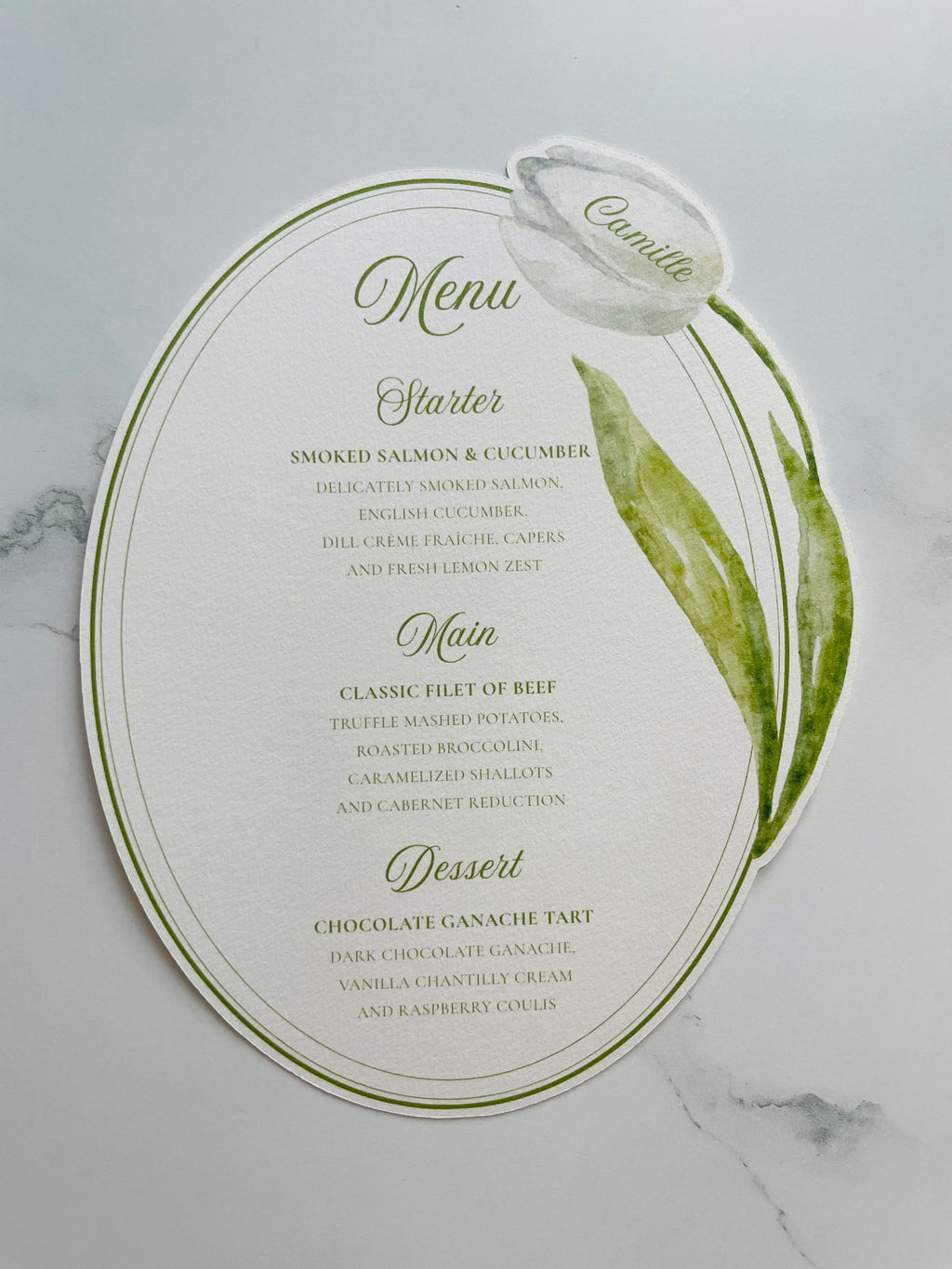 Watercolor Tulip Wedding Menu