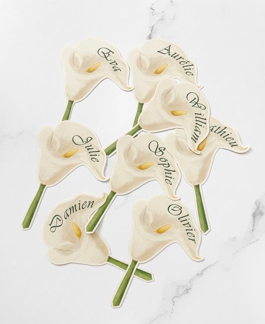 Withe Calla Lily Watercolor Place Cards