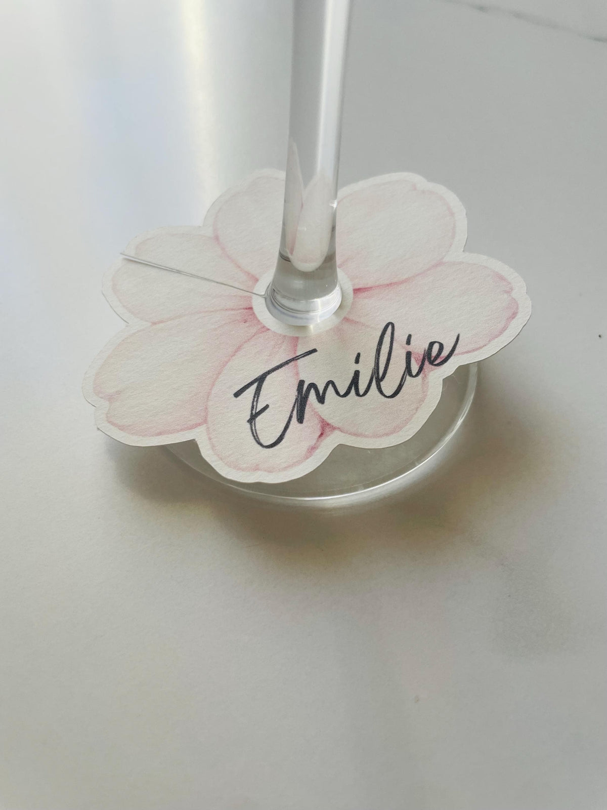 Personalized Flower Wine Glass Place Cards