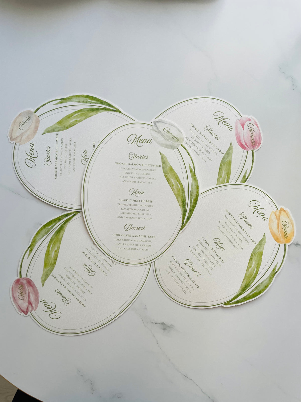 Watercolor Tulip Wedding Menu