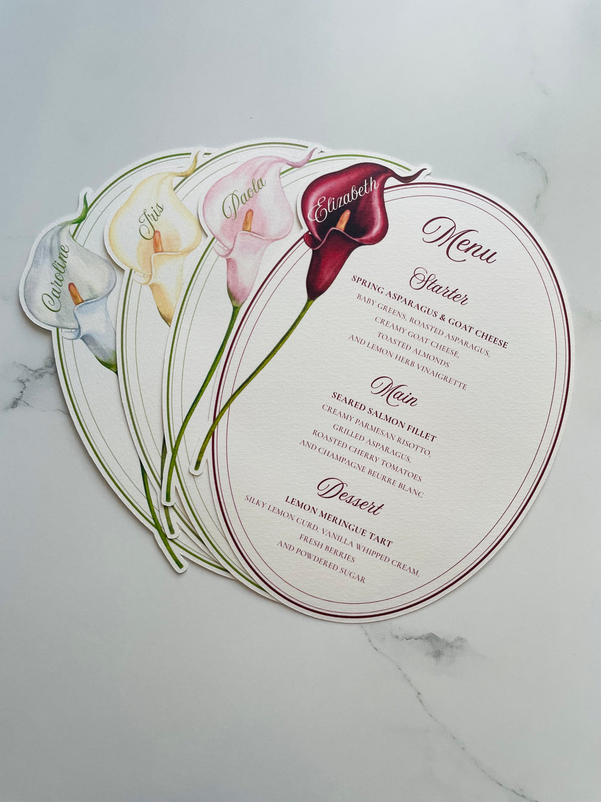 Watercolor Calla Lily Wedding Menu
