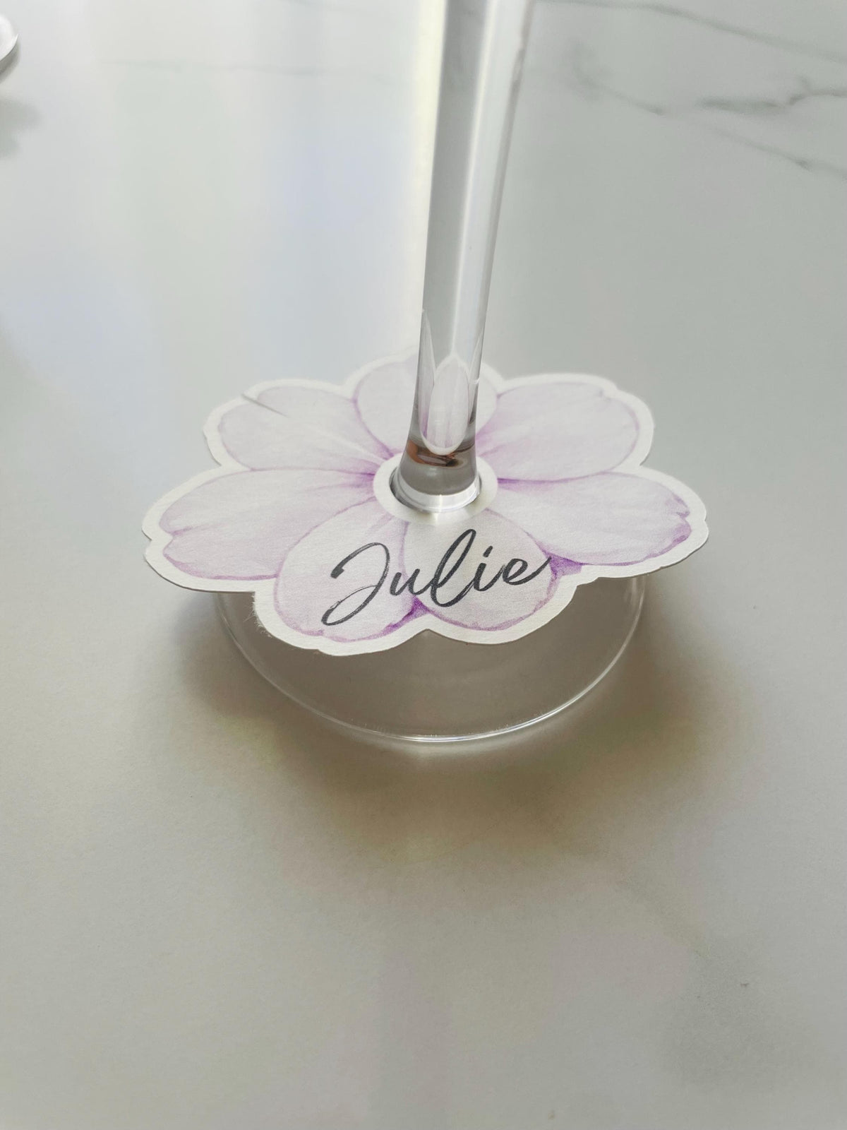 Personalized Flower Wine Glass Place Cards