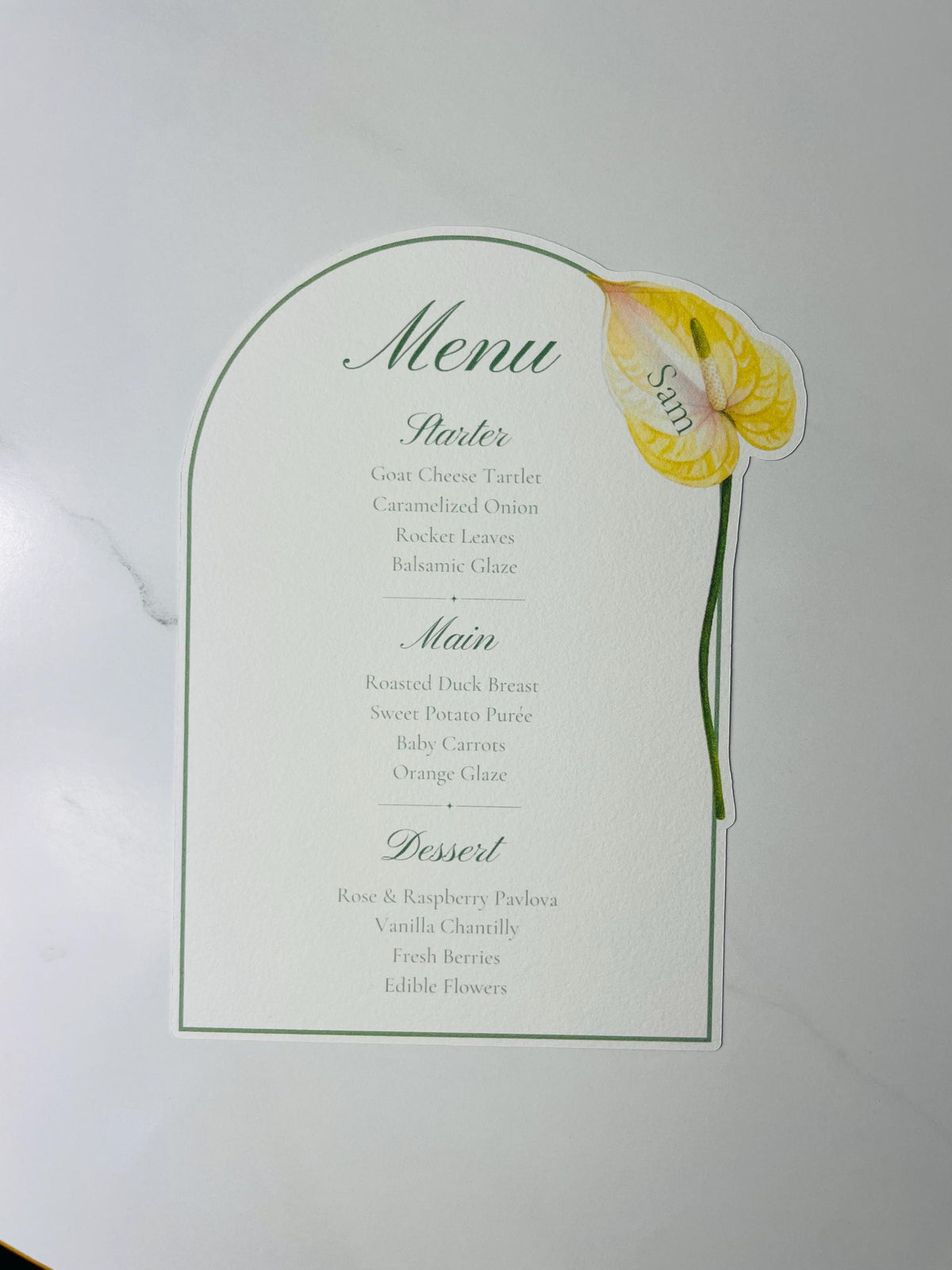 Watercolor Anthurium Wedding Menu