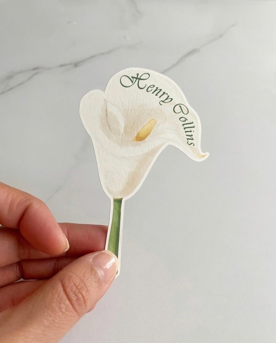 Withe Calla Lily Watercolor Place Cards