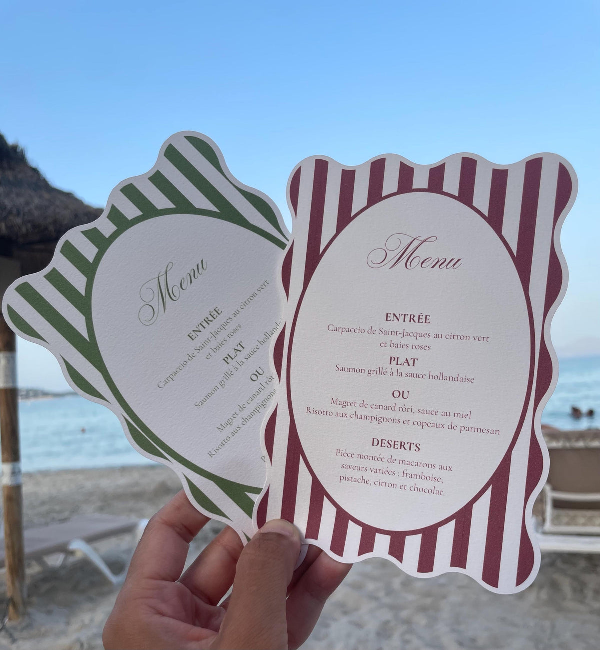 Striped Wavy-Edge Wedding Menu