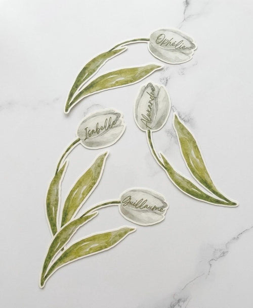 Personalized Watercolor tulip Place Cards