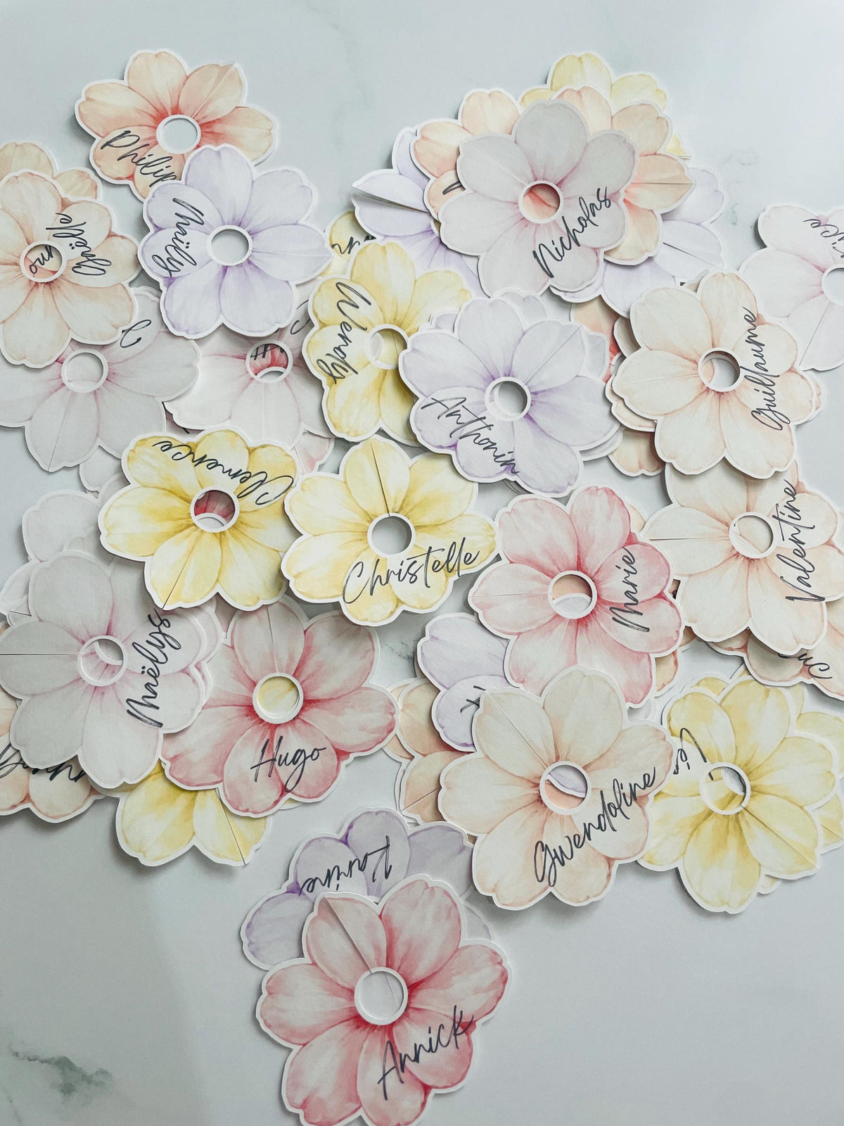 Personalized Flower Wine Glass Place Cards